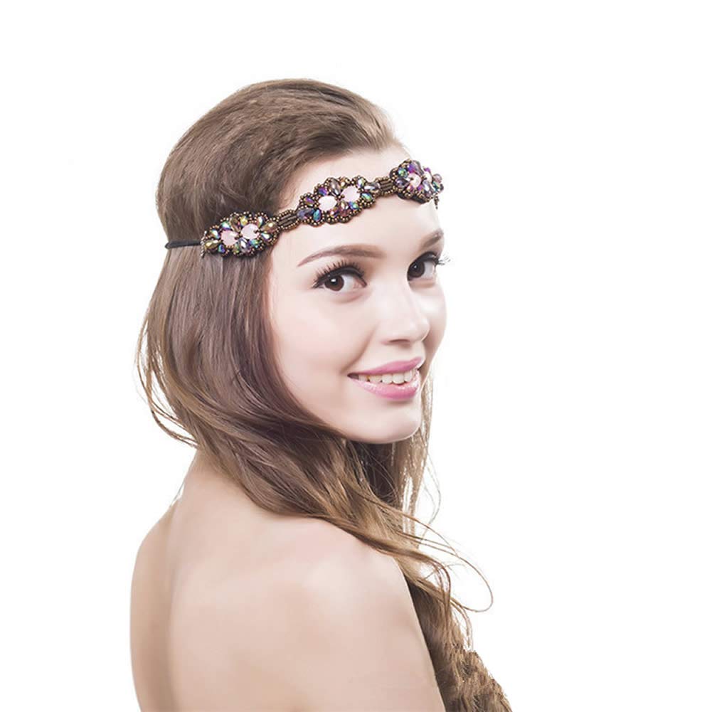 inSowni 7 Pack Handmade Rhinestone Jewled Beaded Headbands Hairbands Hair Accessories Headwraps for Women Girls Brides