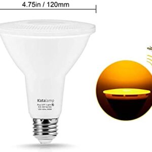 PAR38 Yellow Dusk to Dawn LED Bug Light Bulb LED Outdoor Flood Light Bulbs with 10W or 100W Equivalent, 2000K, Yellow, Dusk to Dawn LED Flood Light Bulbs Outdoor Patio, Backyard, Front Door 2 Pack