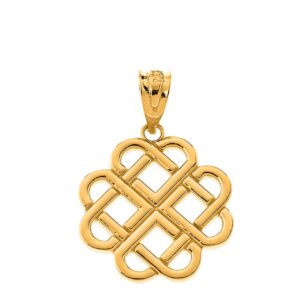 certified 14k yellow gold endless celtic knot heart infinity charm pendant