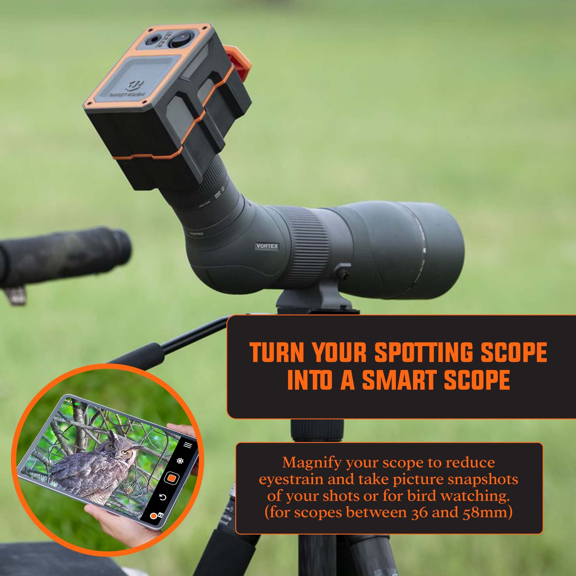 LONGSHOT Spotting Scope Camera for Target Shooting, Hunting Bird Watching and Spotter Scopes Hawk Smart Scope Camera |