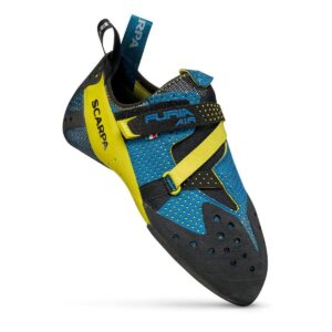 SCARPA Furia Air Rock Climbing Shoes for Sport Climbing and Bouldering - Specialized Performance for Sensitivity and Breathability - Baltic Blue/Yellow - 7-7.5