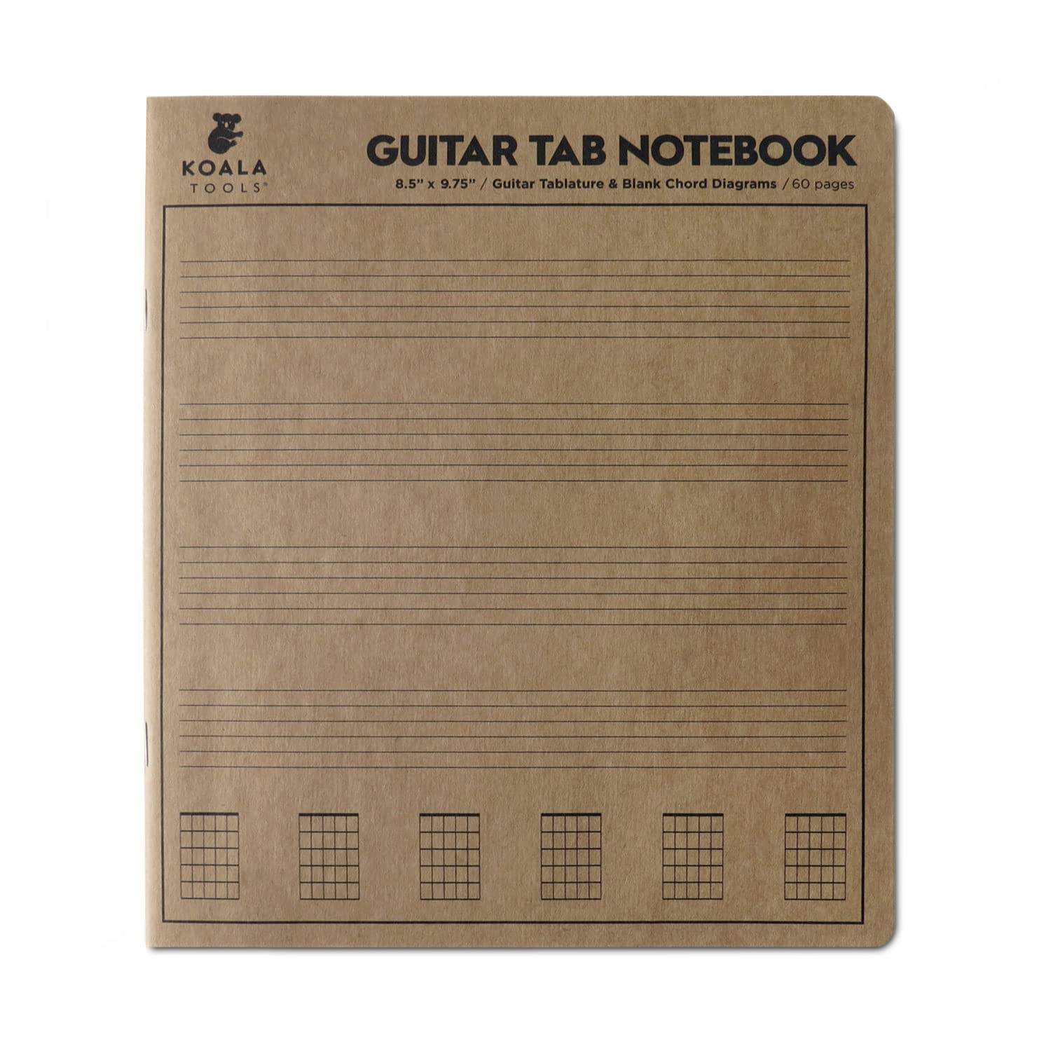 KOALA TOOLS | Guitar Tablature - Guitar Tab Notebook (1 Book) | 8.5" x 9.75" 60pp. - Blank Paper, Sheets for Music Chord Notation