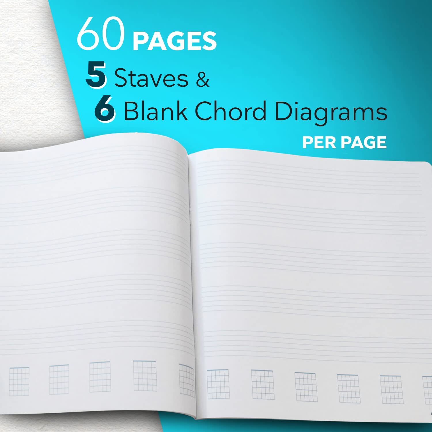 KOALA TOOLS | Guitar Tablature - Guitar Tab Notebook (1 Book) | 8.5" x 9.75" 60pp. - Blank Paper, Sheets for Music Chord Notation