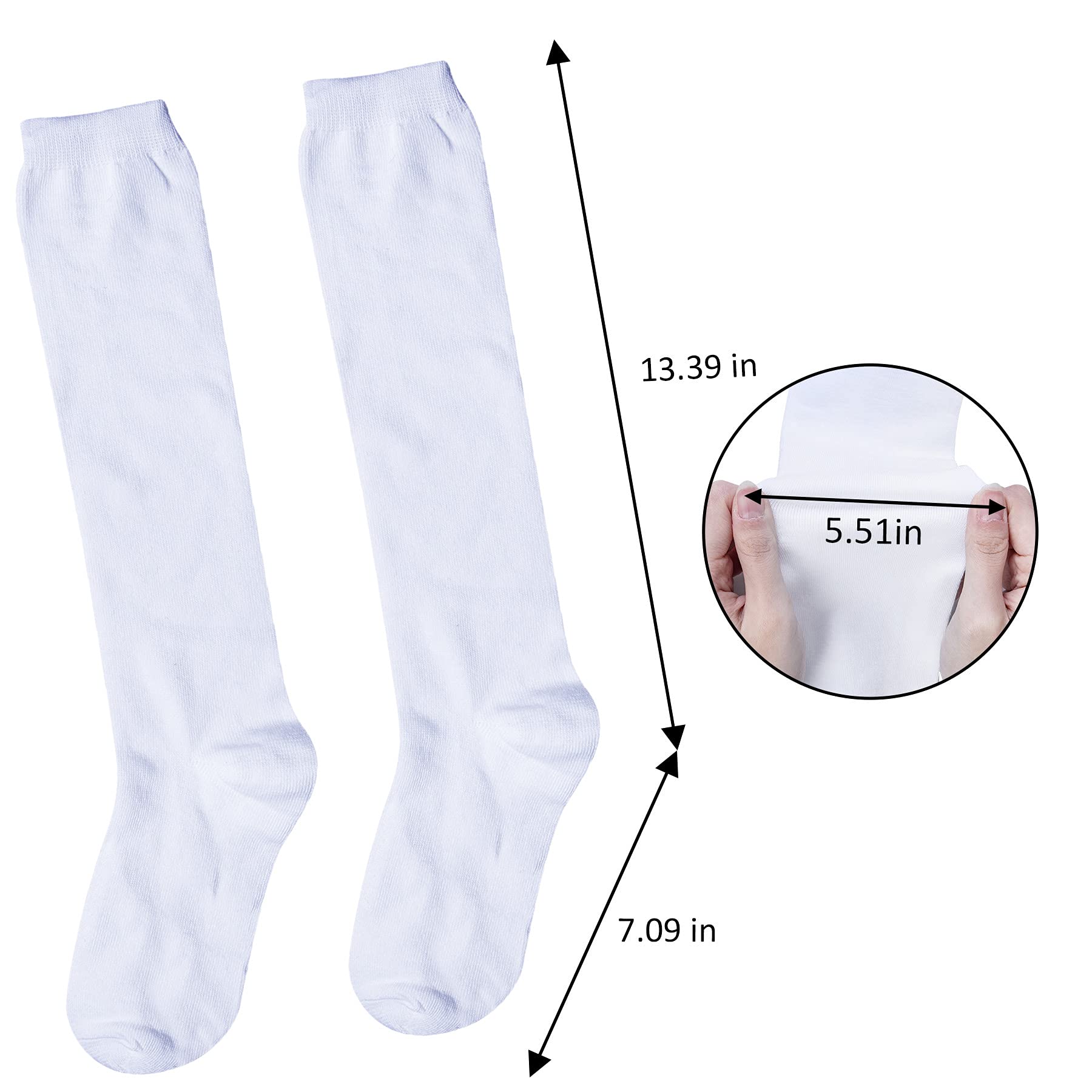 Senker Women's 4 Pairs Cotton Knee High Casual Solid Knit Socks, C White & Black, Large