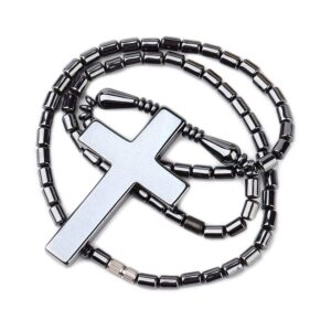 lzd electroplated hematite necklaces unisex multicolor cross x63