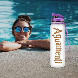 LEADO 32 oz 1 Liter Motivational Tracking Water Bottle with Times to Drink - Aguamenti - Funny Mothers Day, Birthday Gifts for Women, Men, Friends, Coworkers, Mom, Dad, Wife, Husband, Sister