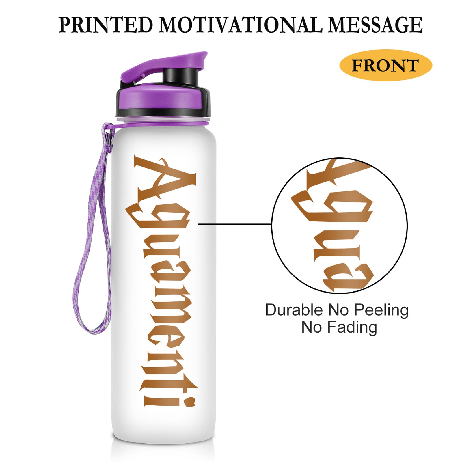 LEADO 32 oz 1 Liter Motivational Tracking Water Bottle with Times to Drink - Aguamenti - Funny Mothers Day, Birthday Gifts for Women, Men, Friends, Coworkers, Mom, Dad, Wife, Husband, Sister