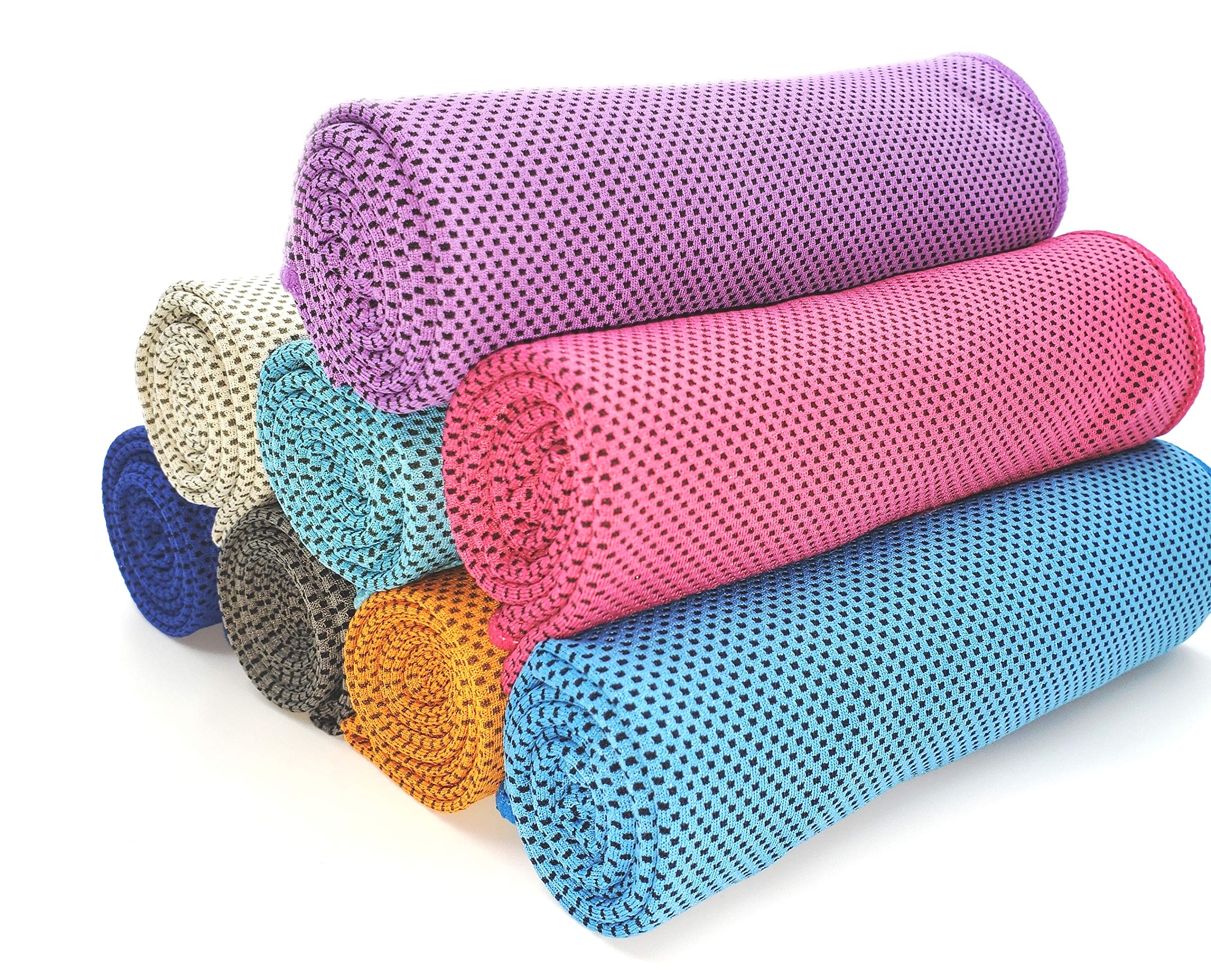 Hystrada 8 Pack Cooling Towels 40" x 12"-Cooling Scarf, Cold snap Cooling Towel for Instant Cooling Relief for All Physical Activities: Golf, Fitness, Camping, Hiking, Yoga, Pilates