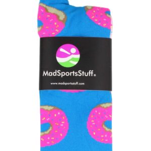 MadSportsStuff Donut Over the Calf Socks (Paradise Blue/Neon Pink, Small)