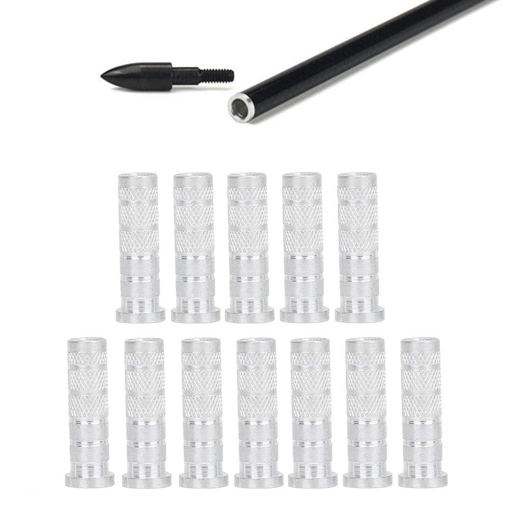 Zerone 12Pcs Replacements Archery Base Inserts, Standard 6.2mm/0.24in Aluminum Carbon Arrow Shaft Hunting Accessory