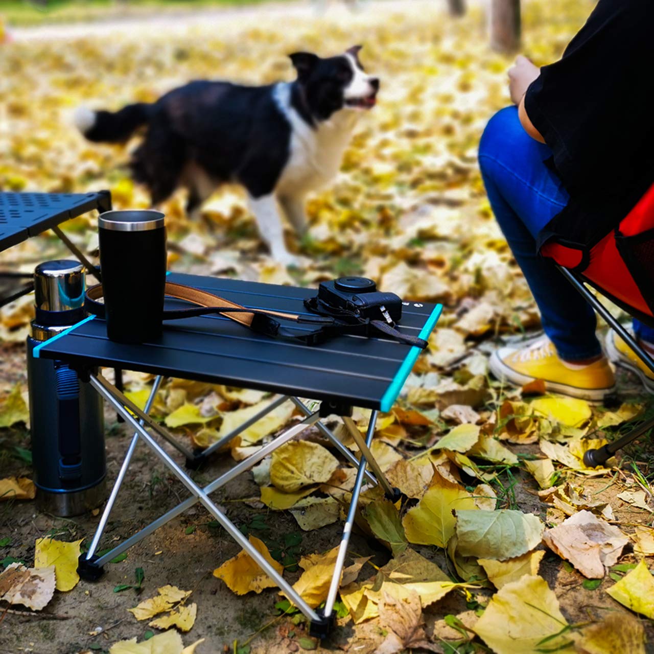 ROCK CLOUD Portable Camping Table Ultralight Aluminum Folding Beach Table Camp for Camping Hiking Backpacking Outdoor Picnic, Black