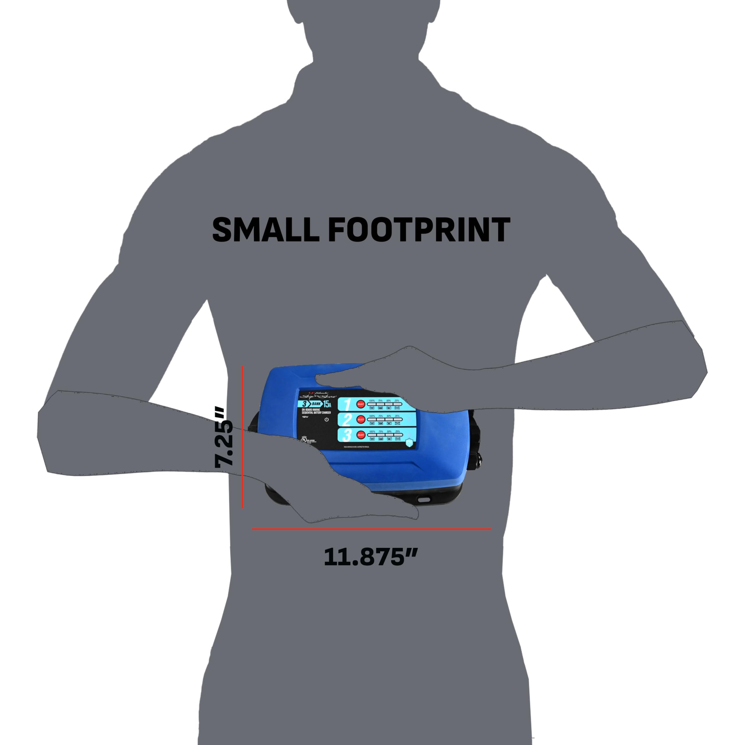 Schumacher-SC1389 Fully Automatic Direct-Mount 3-Battery Charger and Maintainer - 15 Amp, 12V - for Marine Batteries