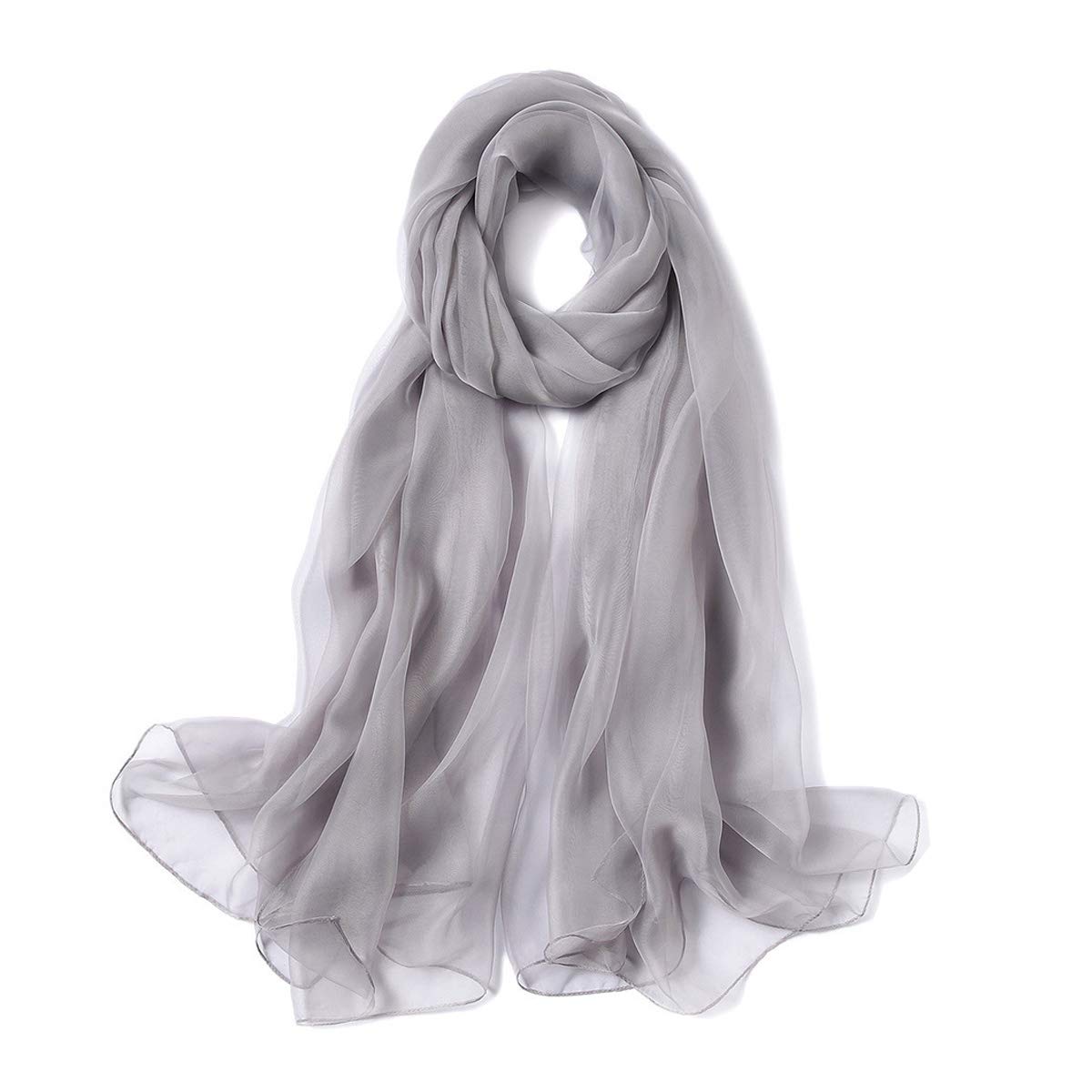 K-Elewon Solid Color Silk Feeling Scarf Fashion Scarves Wrap Long Lightweight Shawls for Women H01-02