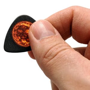 14-Pack Space Universe Guitar Picks Medium .71mm Pack of 14 Epic Guitar Picks with BONUS Guitar Pick Holder (will be random color) Leather Guitar Pick Keychain Holder and Tin Carrying Storage Case