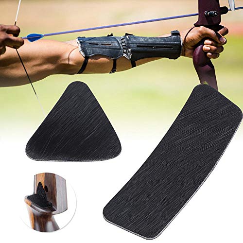 Zerone Archery Arrow Rest Adhesive Shelf+Plate for Flat Bow, 2Pcs Leather Silent Plate Arrow Rest for Archery Hunting Recurve Bow Longbow