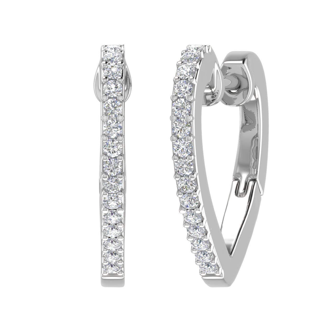 0.15 Carat Diamond Heart Shape Hoop Earrings in 10K White Gold