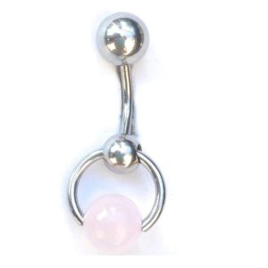 podol star love stone rose quartz stone vch piercing barbell.