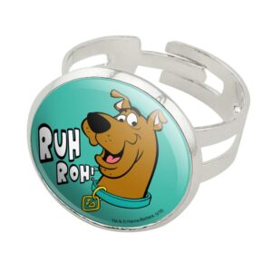 graphics & more scooby-doo ruh roh silver plated adjustable novelty ring