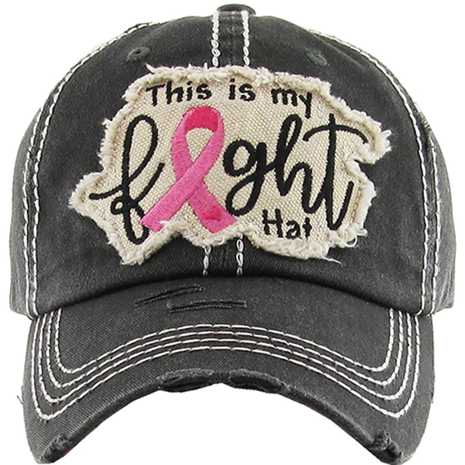 Pink Ribbon Fight Women's Awareness Vintage Baseball Cap (Black)…