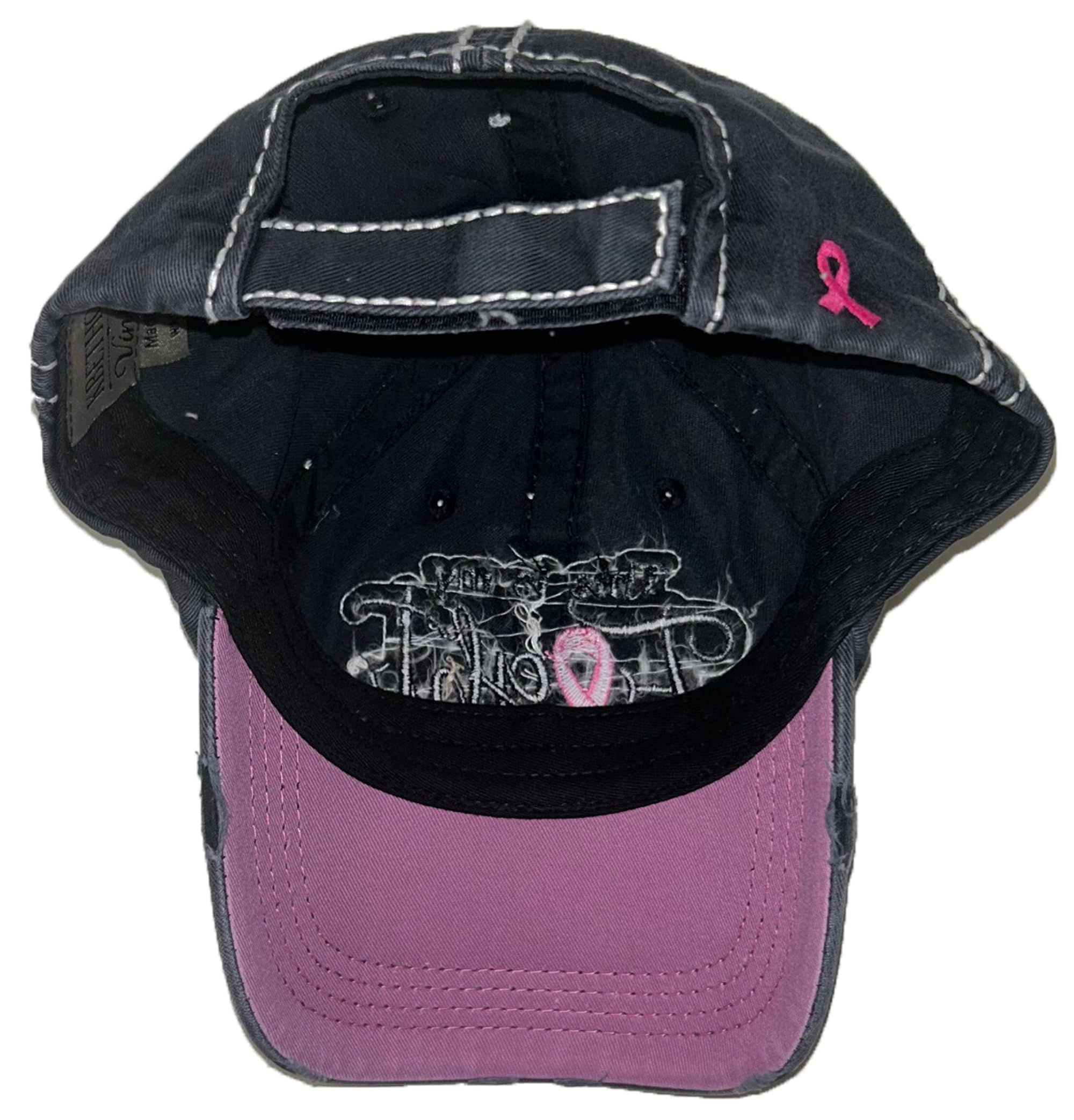 Pink Ribbon Fight Women's Awareness Vintage Baseball Cap (Black)…