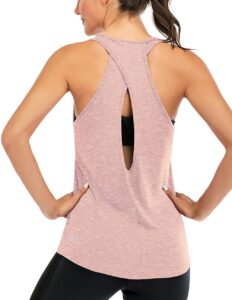 ictive women's cross backless racerback tank top - yoga & workout muscle shirt - apricot s