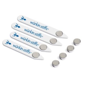 Würkin Stiffs Stiff-N-Stay Magnetic Collar Stays for Men – 2.0” and 2.5" Plastic Power Stays, 2 Pair Set with Case - Adjustable & Durable Shirt Collar Straighteners - As Seen on Shark Tank