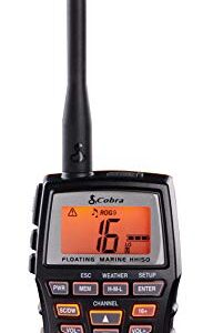 Cobra Marine Radio - MR HH150 FLT - 3 Watt, Floating, Long Range, Handheld, VHF Radio, NOAA, International, Waterproof, Submersible, Weather Alerts, LCD Screen, Belt Clip