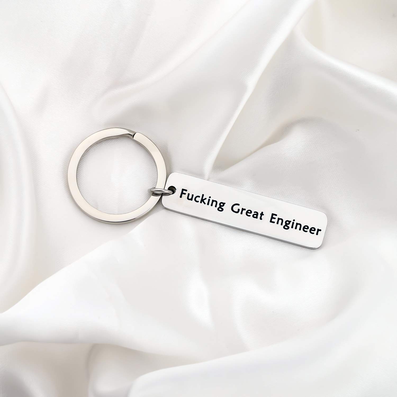 FUSTMW Fucking Great Engineer Keychain Gift Engineering Jewelry Architect, Aerospace, Software,Mechanical Engineer Gift (silver)