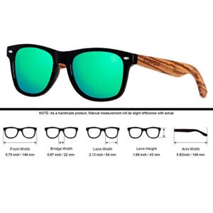 ANDWOOD Wood Sunglasses Polarized for Men Women Uv Protection Wooden Bamboo Frame Mirrored Sun Glasses Green Shades