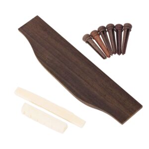 Lovermusic Set of 3 Rosewood Bridge Pins & Bone Saddle & Bone Guitar Nut for Folk Guitar