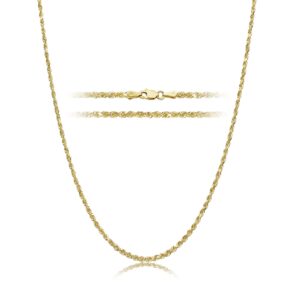 PORI JEWELERS 10K Gold 1.8MM Diamond Cut Rope Chain Necklace Unisex Sizes 16"-30" (20)