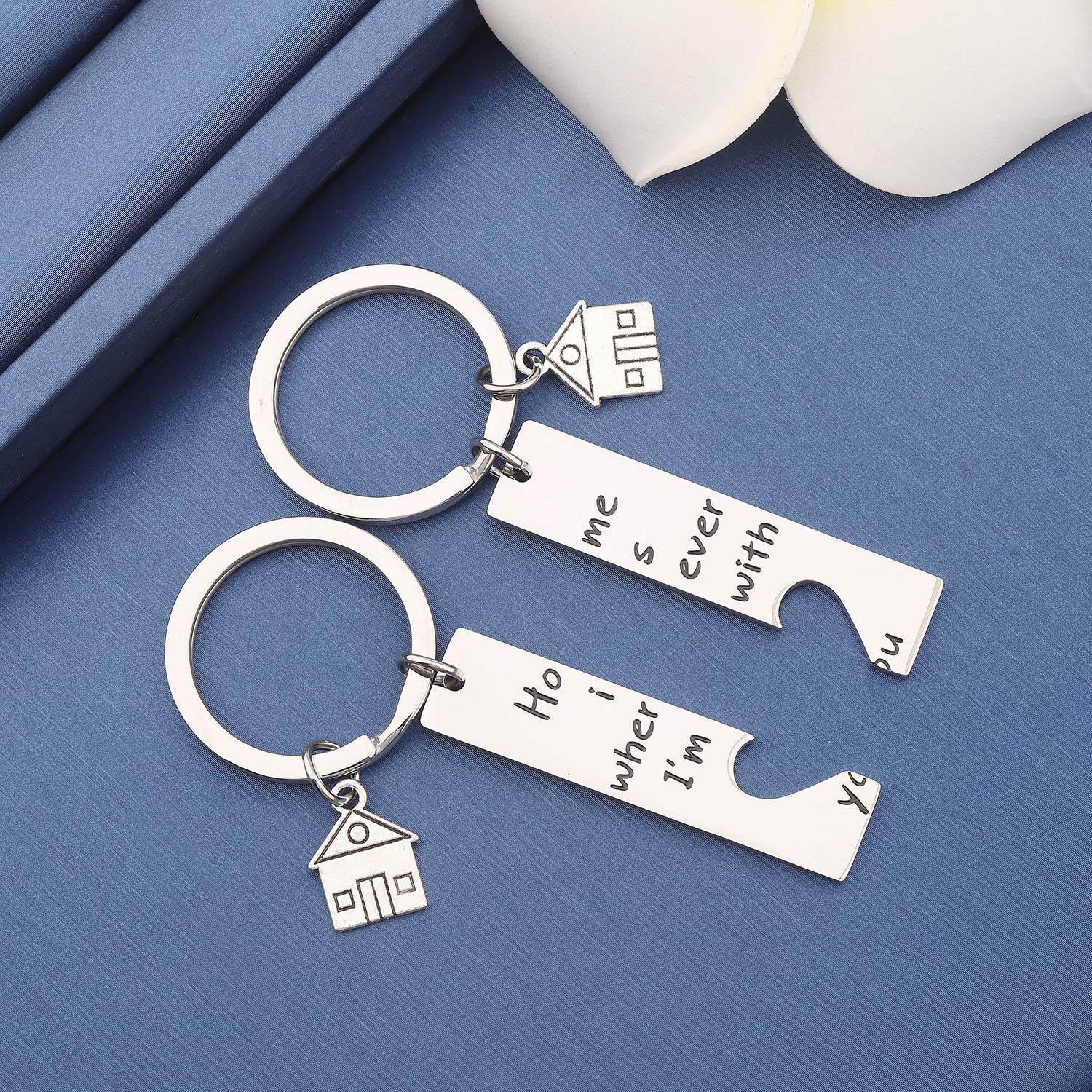 MYOSPARK Home Is wherever I Am With You Couple Keychain Set Housewarming Gift For Wife Husband girlfriend boyfriend (Home is Wherever I'm with You)