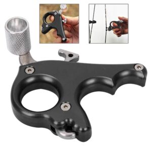 Zerone Archery Release Aids, 3 Finger Grip Thumb Caliper,Aluminum Alloy Bow Hinge Release for Compound Bow(Black)