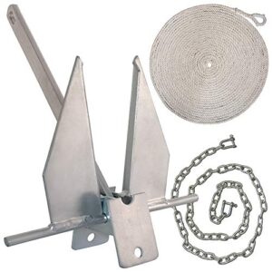 windrider boat anchor kit for different size boats - complete boating anchors - includes fluke anchor, rope, galvanized steel anchor chain, and shackles - essential pontoon boat anchor kit