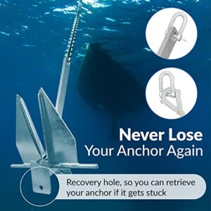 WindRider Boat Anchor Kit for Different Size Boats - Complete Boating Anchors - includes Fluke Anchor, Rope, Galvanized Steel Anchor Chain, and Shackles - Essential Pontoon Boat Anchor Kit