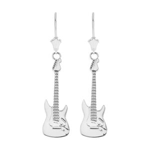 .925 sterling silver electric guitar leverback dangle earrings