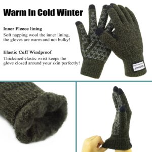 ViGrace Winter Warm Touchscreen Gloves for Men and Women Touch Screen Fleece Lined Knit Anti-Slip Wool Glove (Dark Gray, Large)