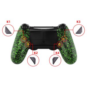 eXtremeRate Textured Green Dawn Programable Remap Kit for PS4 Controller with Upgrade Board & Redesigned Back Shell & 4 Back Buttons - Compatible with JDM-040/050/055 - Controller NOT Included