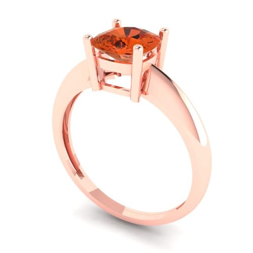 Clara Pucci 1.50 ct Cushion Cut Solitaire Red Simulated Diamond Wedding Bridal Designer Anniversary Engagement Ring Real 14k Rose Gold