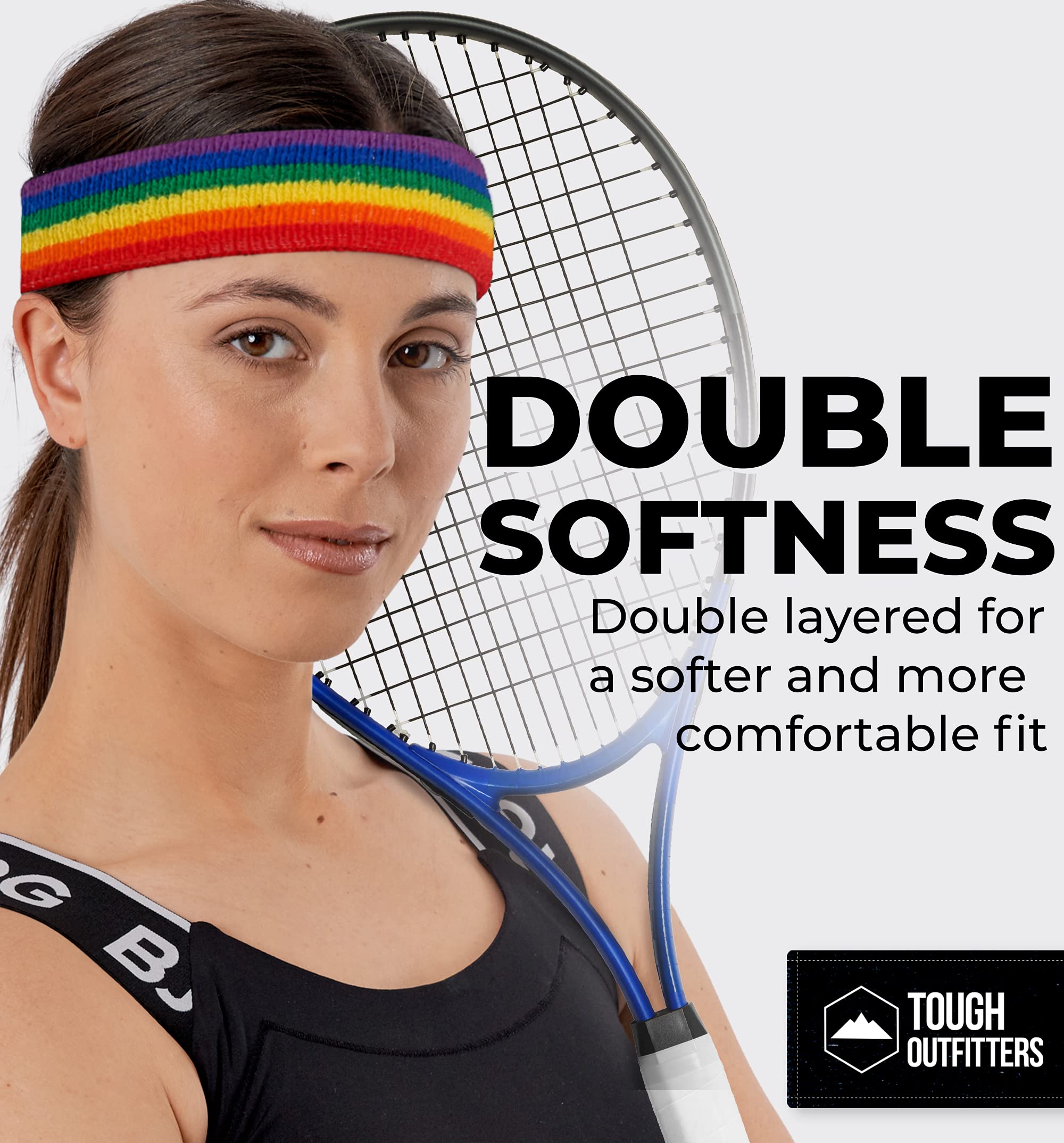 Running Headbands for Men and Women - Athletic Sweatband - Terry Cloth Bands for Basketball, Tennis, Football, Gym, Running, Cosplay & Costumes