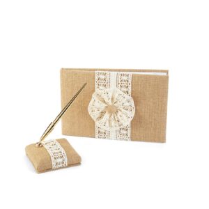 rustic wedding guest book set by celebrate it, burlap & lace