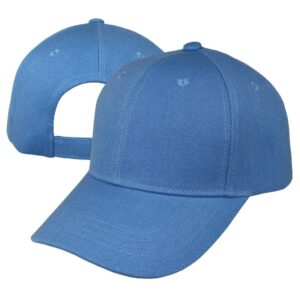 basic classic acrylic plain hat women unisex adjustable velcro closure baseball cap men (sky blue)