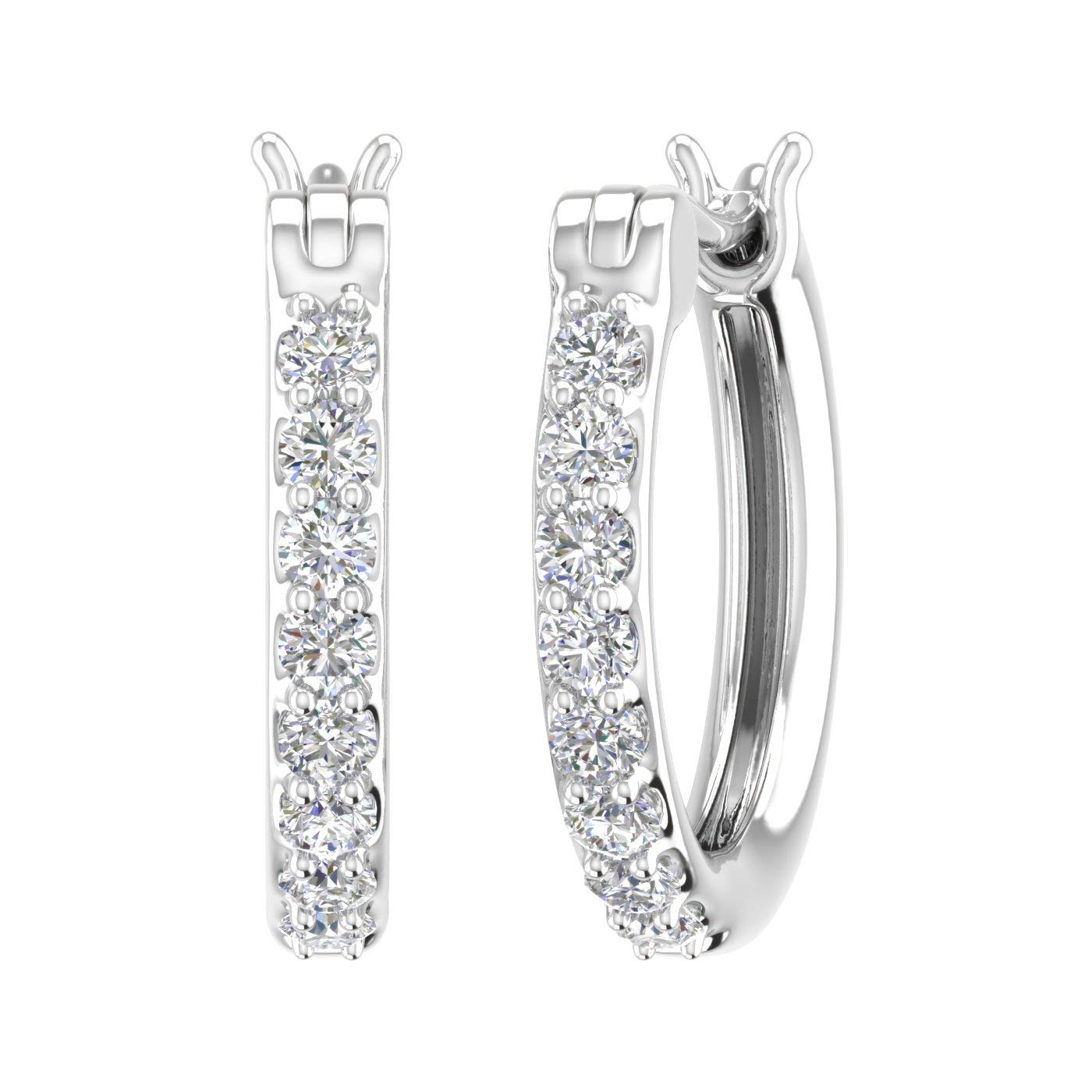 1/4 Carat Diamond Hoop Earrings in 10K White Gold