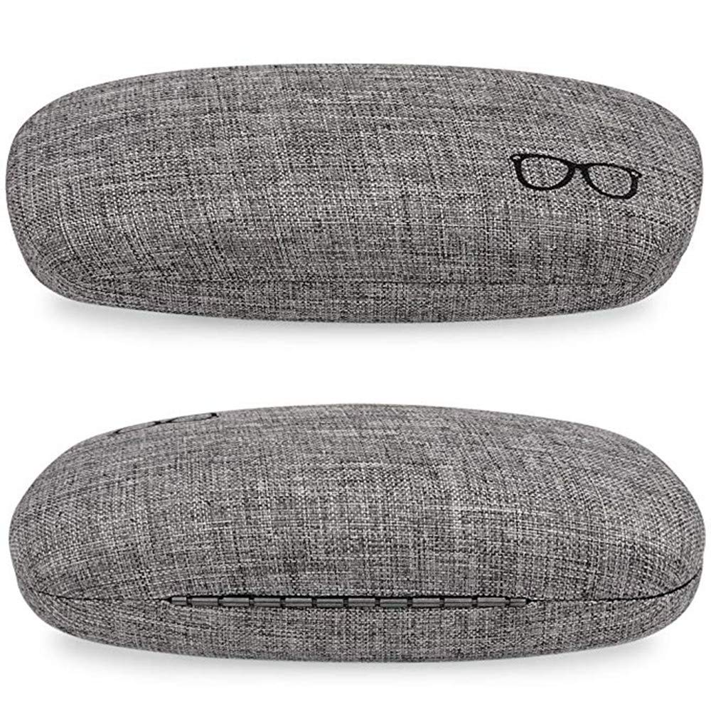 Tkocisa 3 Pieces Hard Shell Eyeglasses Case Glasses Case, Retro Portable Glasses Case, Linen Fabrics Sunglasses Case with Glasses Pouch and Cleaning Cloth for Women, Men, Kids