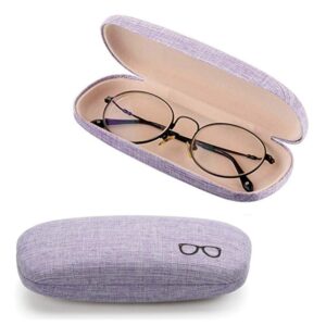 Tkocisa 3 Pieces Hard Shell Eyeglasses Case Glasses Case, Retro Portable Glasses Case, Linen Fabrics Sunglasses Case with Glasses Pouch and Cleaning Cloth for Women, Men, Kids