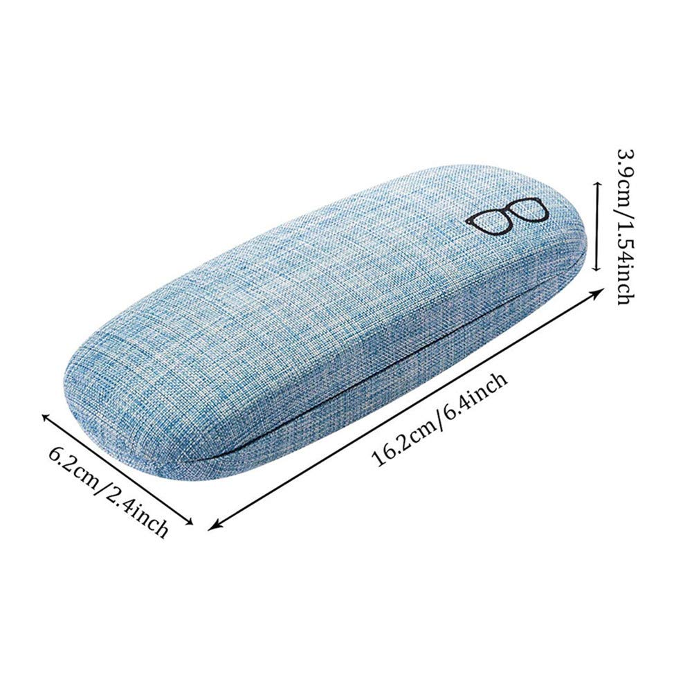 Tkocisa 3 Pieces Hard Shell Eyeglasses Case Glasses Case, Retro Portable Glasses Case, Linen Fabrics Sunglasses Case with Glasses Pouch and Cleaning Cloth for Women, Men, Kids