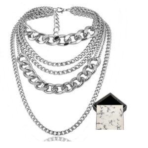 cibirich chunky necklaces for women punk chain silver statement collar necklace