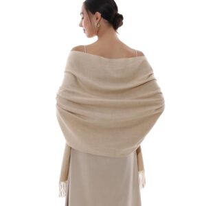 riiqiichy winter scarf for women beige pashmina shawls wraps for evening dresses large warm soft scarves