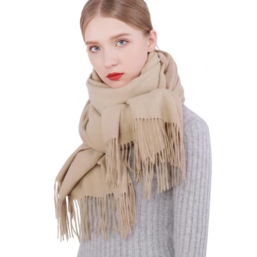 RIIQIICHY Winter Scarf for Women Beige Pashmina Shawls Wraps for Evening Dresses Large Warm Soft Scarves