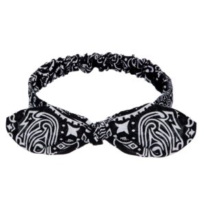 Hicarer 4 Pcs Bandana Headband for Women Knot Retro Print Headbands Paisley Print Headband Red Blue Black White Adjustable Headwrap